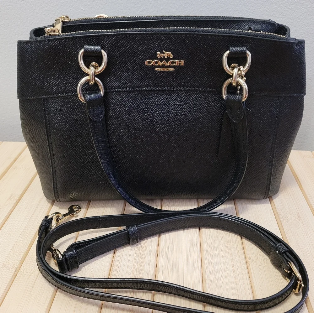 Coach authentic Mini Brooke Carryall Black leather sachet crossbody black - Picture 1 of 9